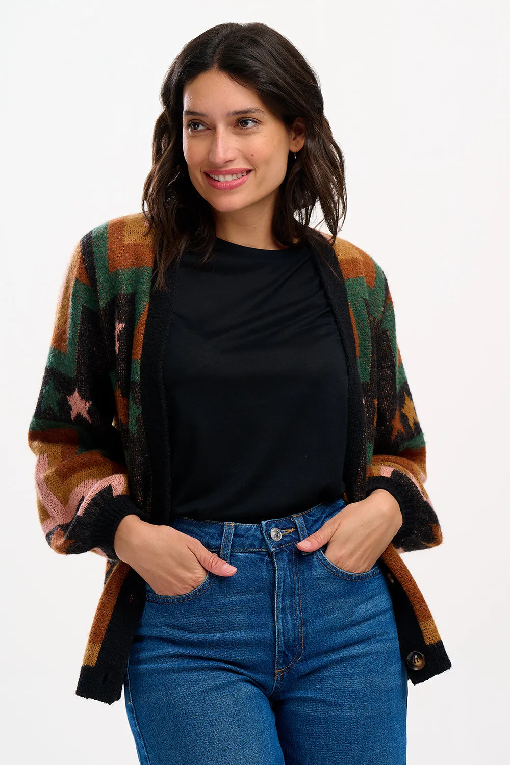 Morganna Cardigan - Multi. Chevron & Stars