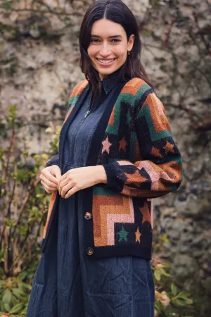 Morganna Cardigan - Multi. Chevron & Stars