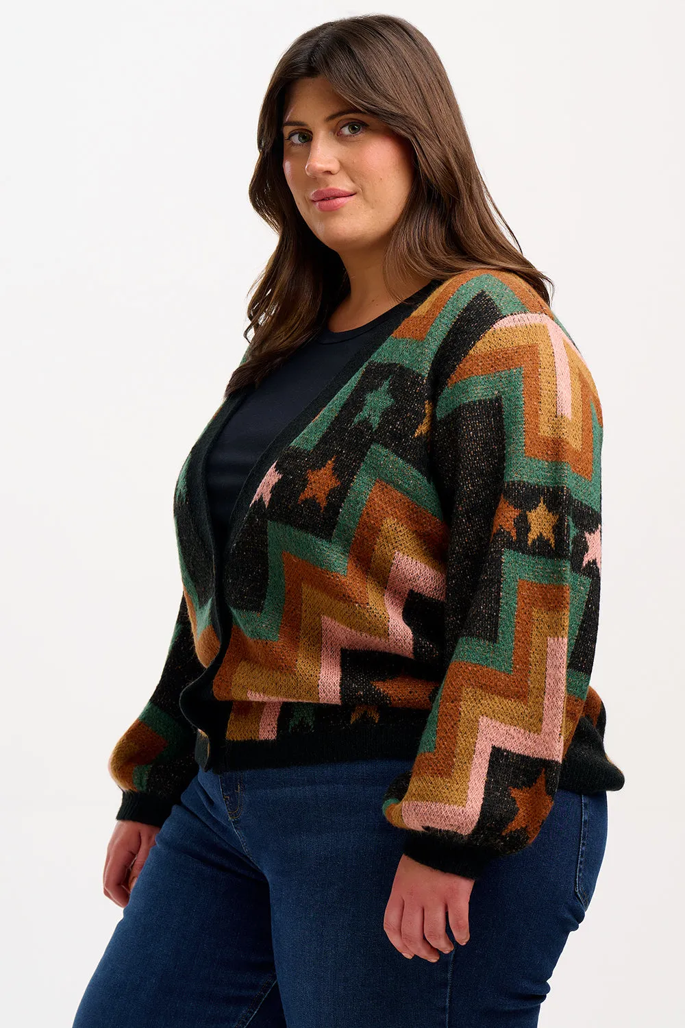 Morganna Cardigan - Multi. Chevron & Stars