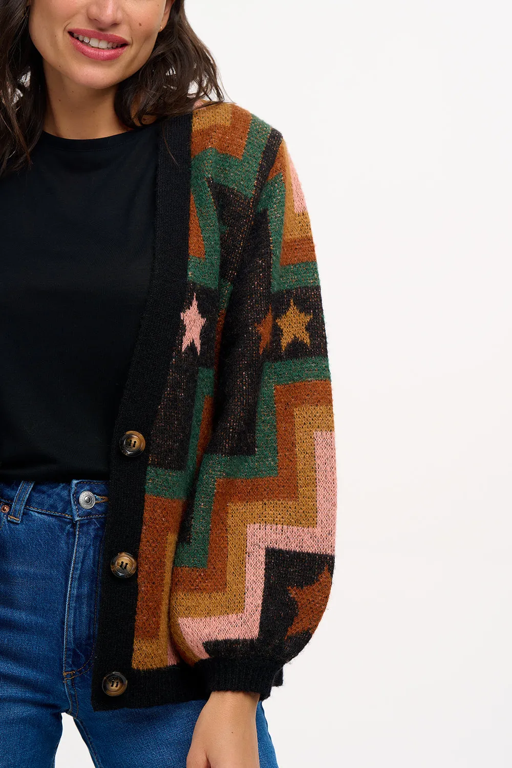 Morganna Cardigan - Multi. Chevron & Stars