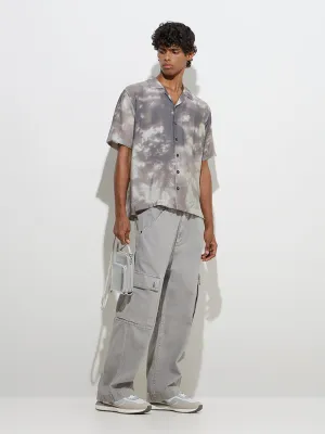 Nuon Grey Tie-Dye Printed Relaxed-Fit Shirt