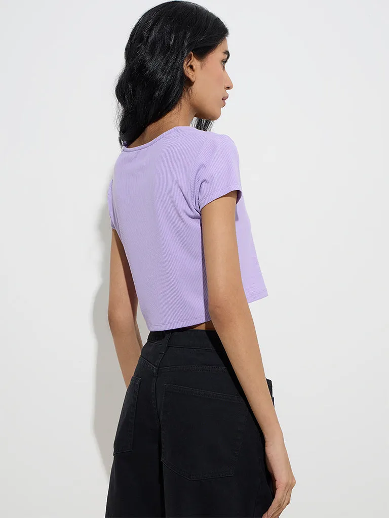 Nuon Lilac Ribbed Top