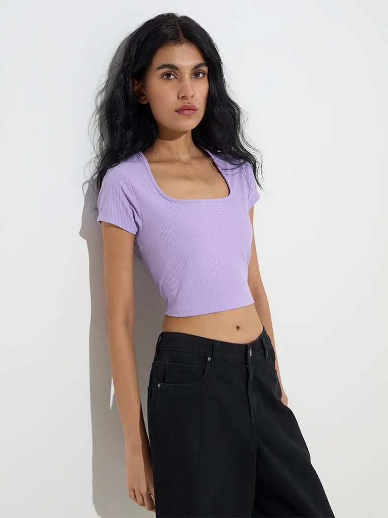 Nuon Lilac Ribbed Top