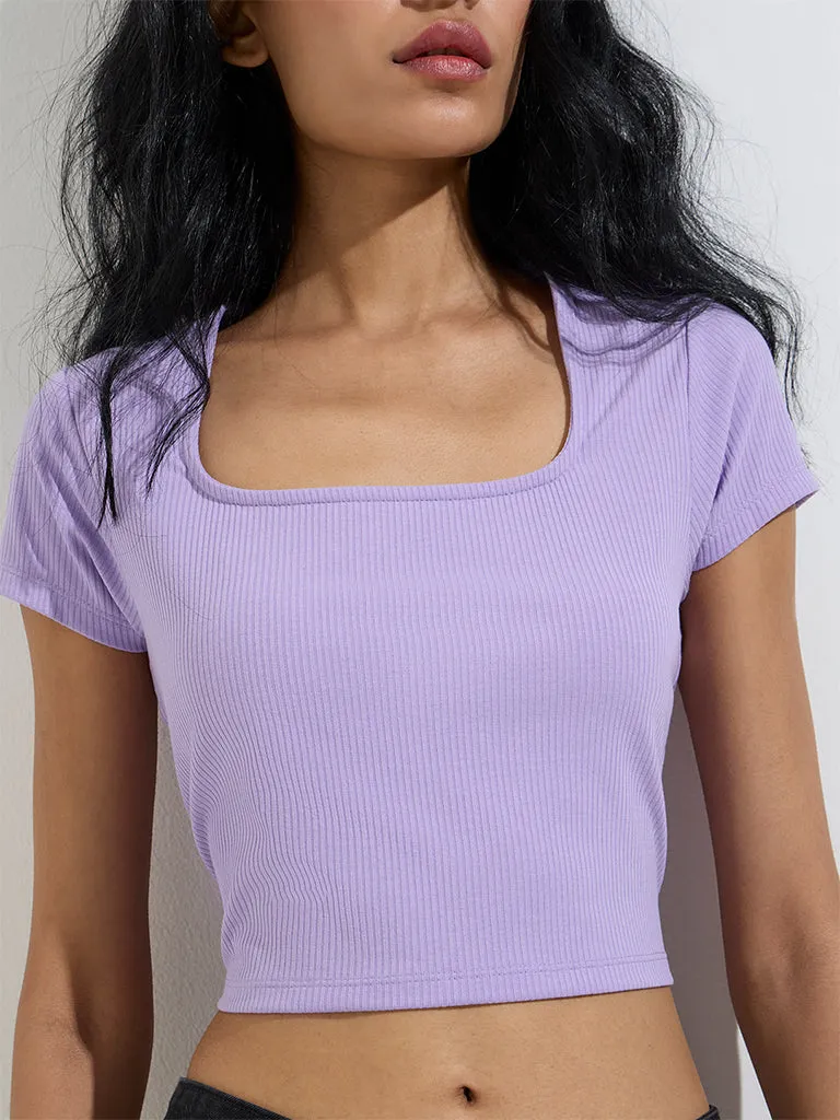 Nuon Lilac Ribbed Top