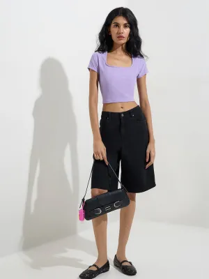 Nuon Lilac Ribbed Top