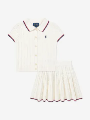 Ralph Lauren Girls Cable Knit Skirt Set in Ivory