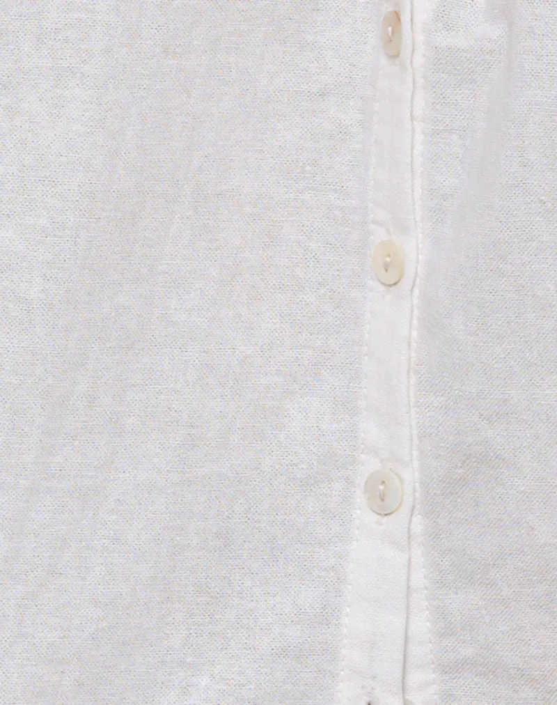 Sanja Scoop Button Top in Ivory