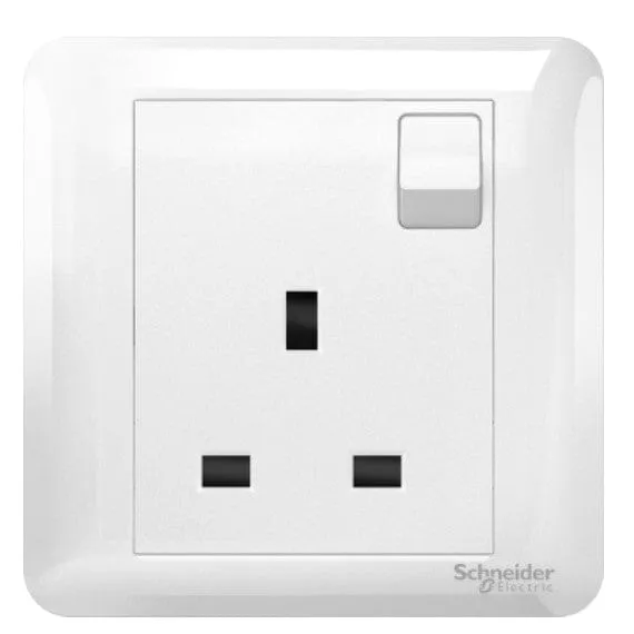 Schneider 13A Single Gang Switched Socket | Model : A3G15-WE-G2