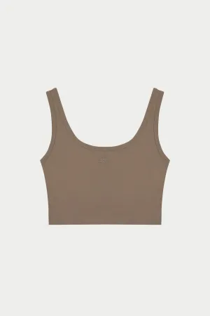 SCULPTING STRETCH EMBLEM SPORTS BRA - COCOA