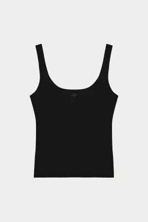 SCULPTING STRETCH SCOOP NECK SPORTS TOP - BLACK