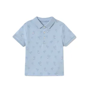 Sky Palm Tree Linen Polo