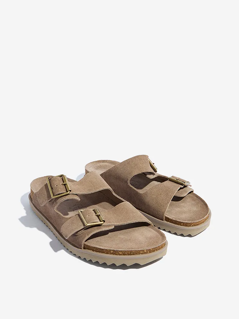 SOLEPLAY Taupe Dual-Strap Leather Sandals