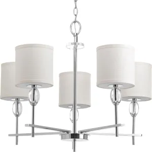Status Collection Five-Light Off-White Textured Linen Shade Chandelier Light