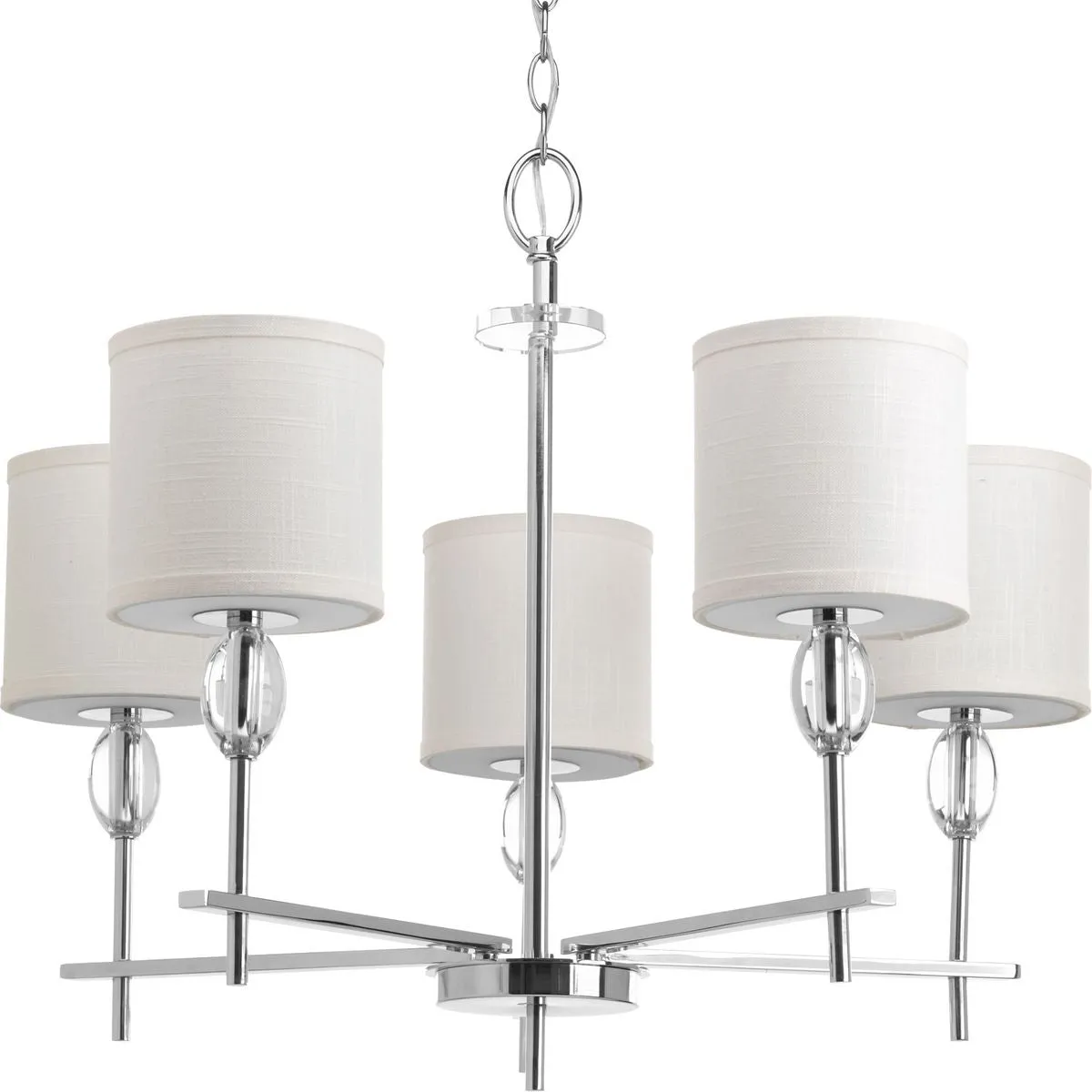 Status Collection Five-Light Off-White Textured Linen Shade Chandelier Light