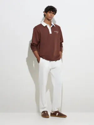 Studiofit Brown Relaxed-Fit Cotton-Blend Sweatshirt