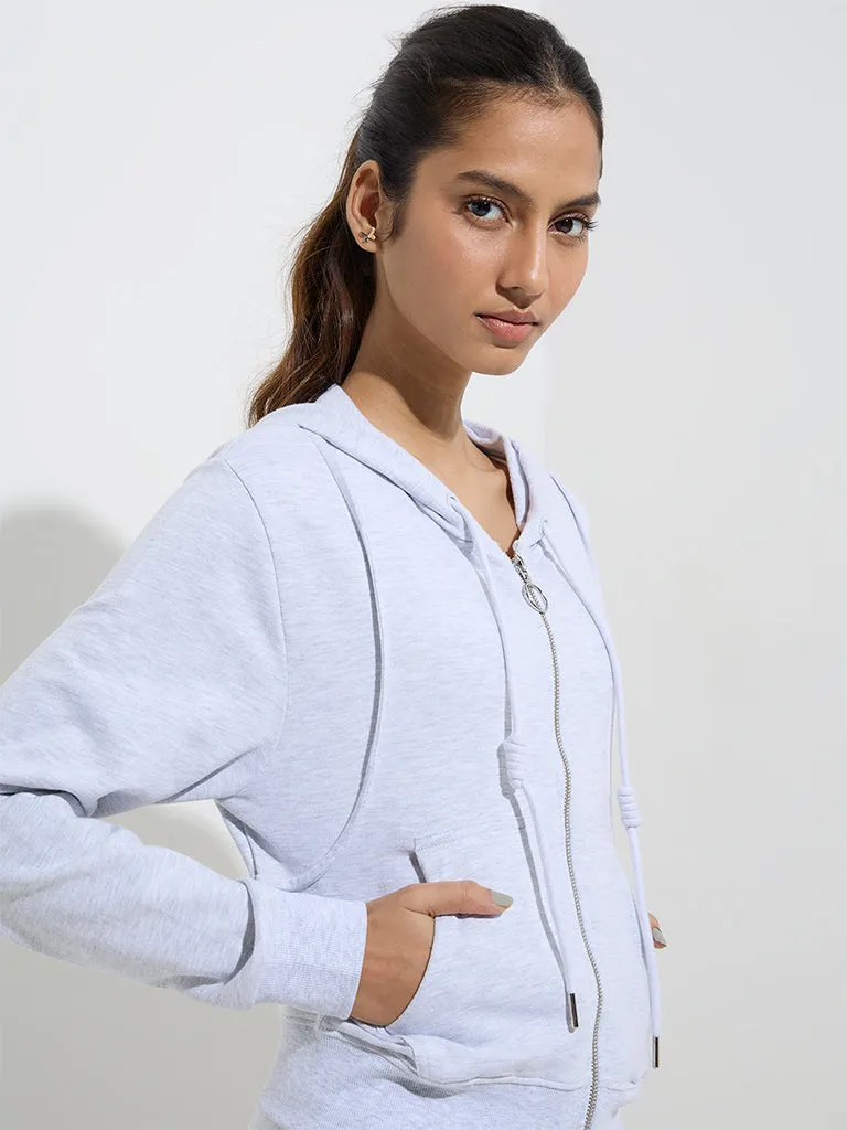 Studiofit Grey Solid Hooded Jacket