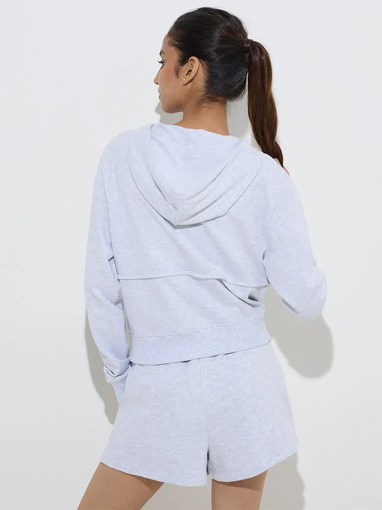 Studiofit Grey Solid Hooded Jacket