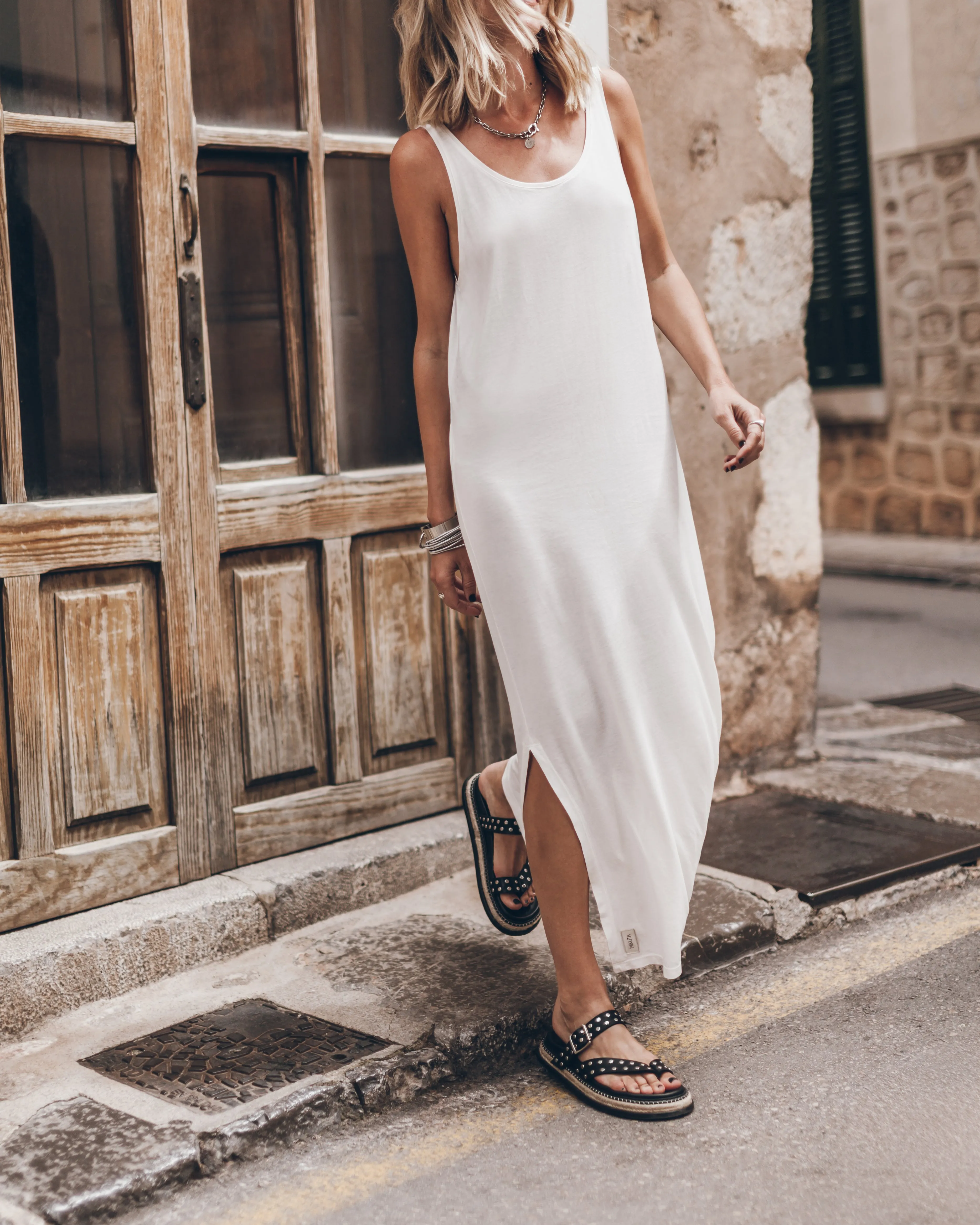 The White Low Back Tank Dress
