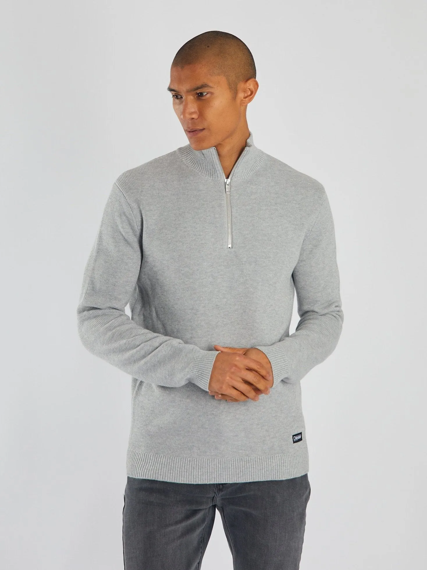 Twain Half Zip Grey Marl