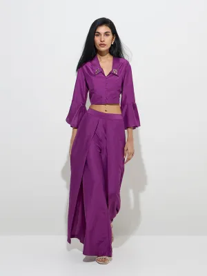 Vark Plum Embellished Ethnic Top