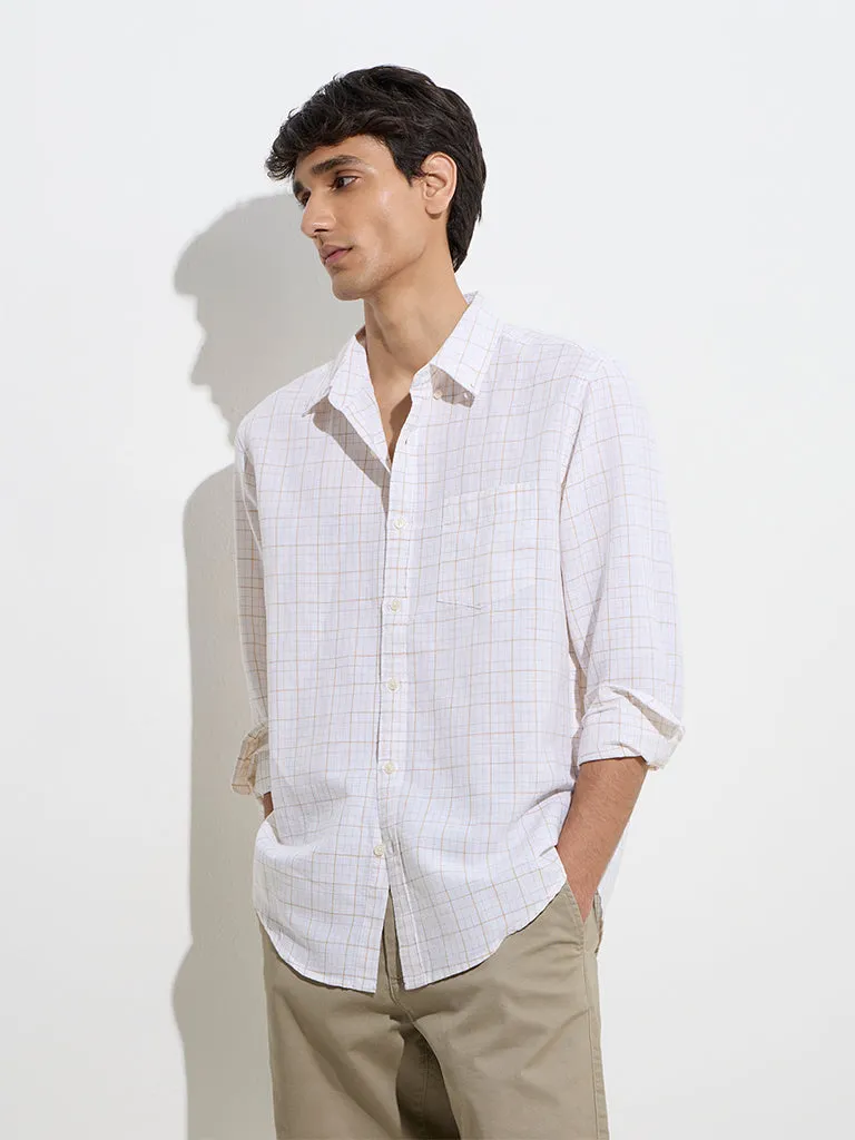 WES Casuals Off-White Relaxed-Fit Cotton-Blend Shirt