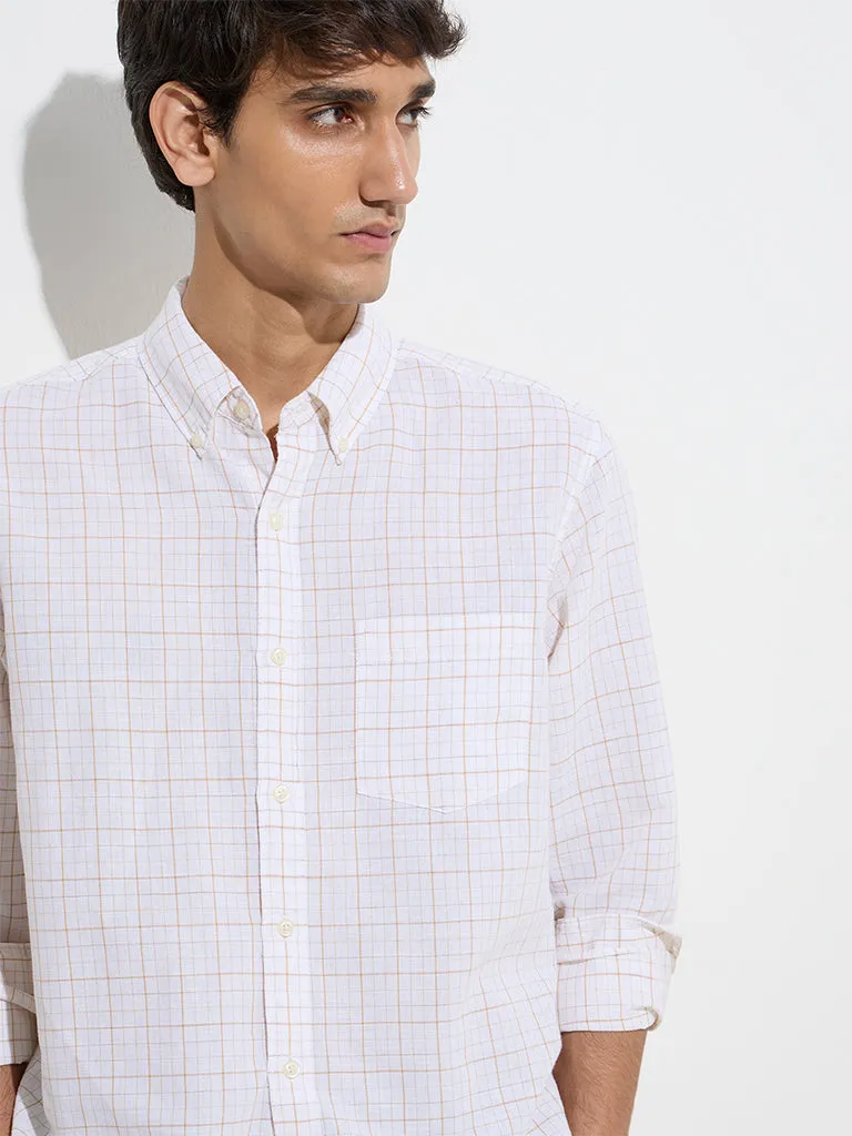 WES Casuals Off-White Relaxed-Fit Cotton-Blend Shirt
