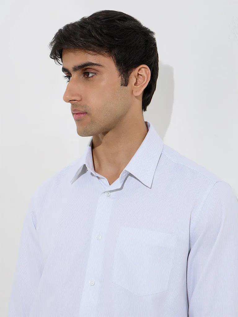 WES Formals Light Grey Self Relaxed-Fit Cotton Shirt