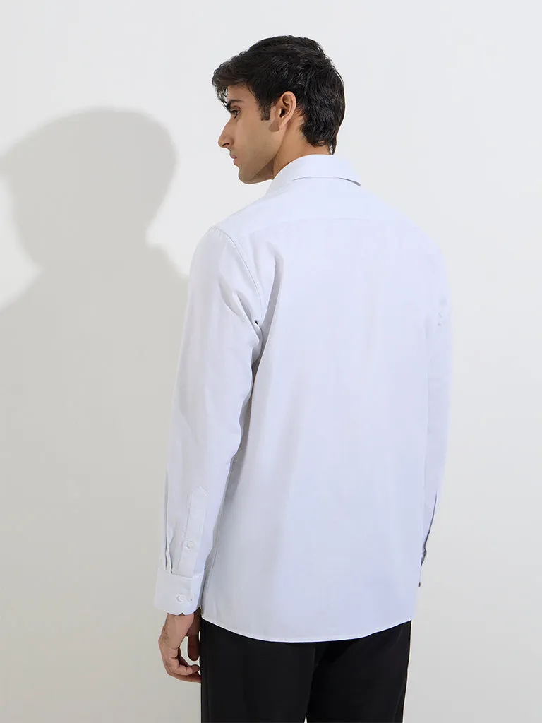WES Formals Light Grey Self Relaxed-Fit Cotton Shirt