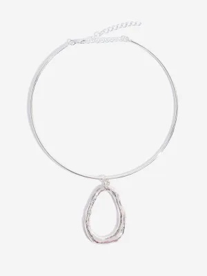 Westside Accessories Silver Choker Pendant Necklace