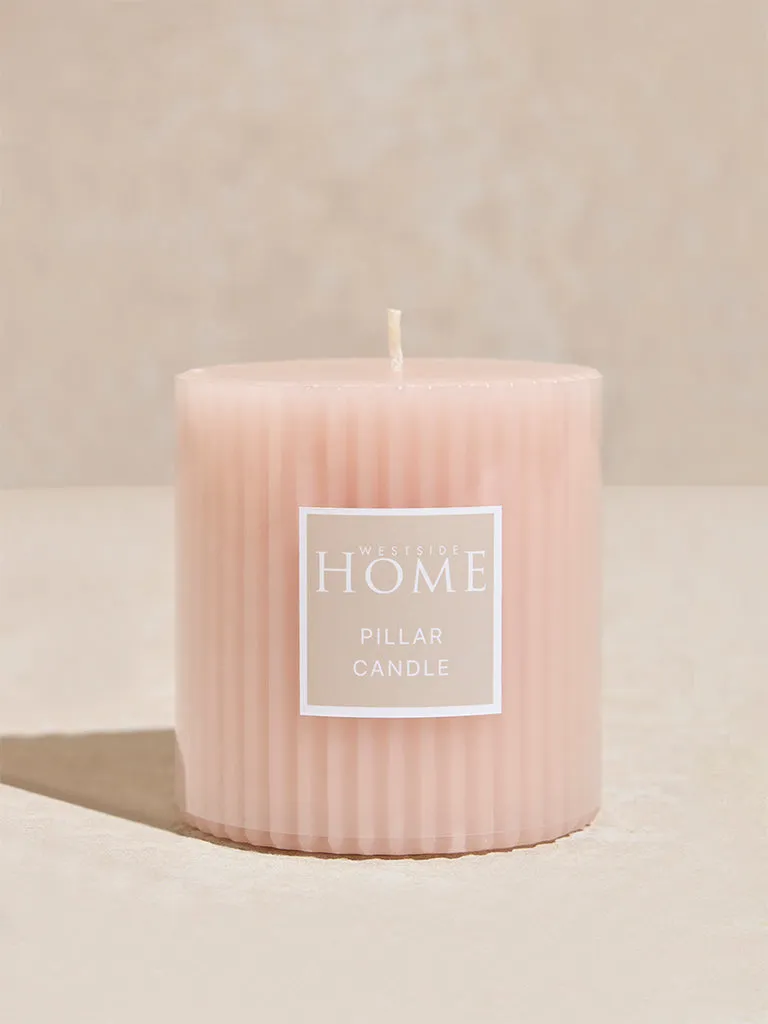 Westside Home Pink Ribbed Textured Pillar Candle