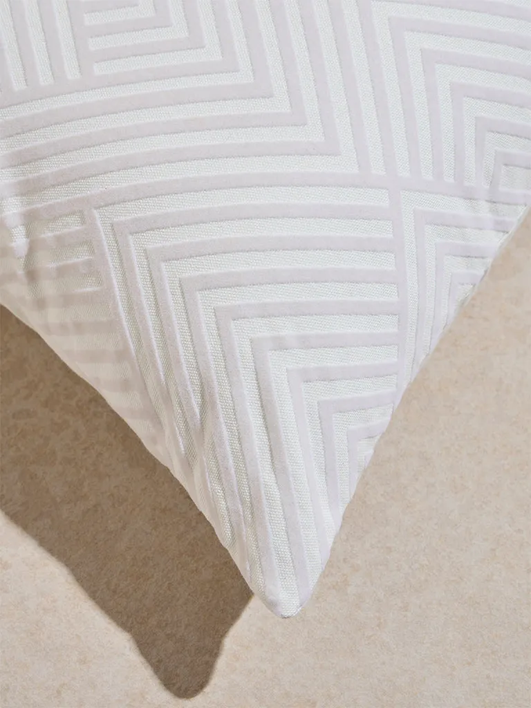Westside Home White Chevron Pattern Cushion Cover