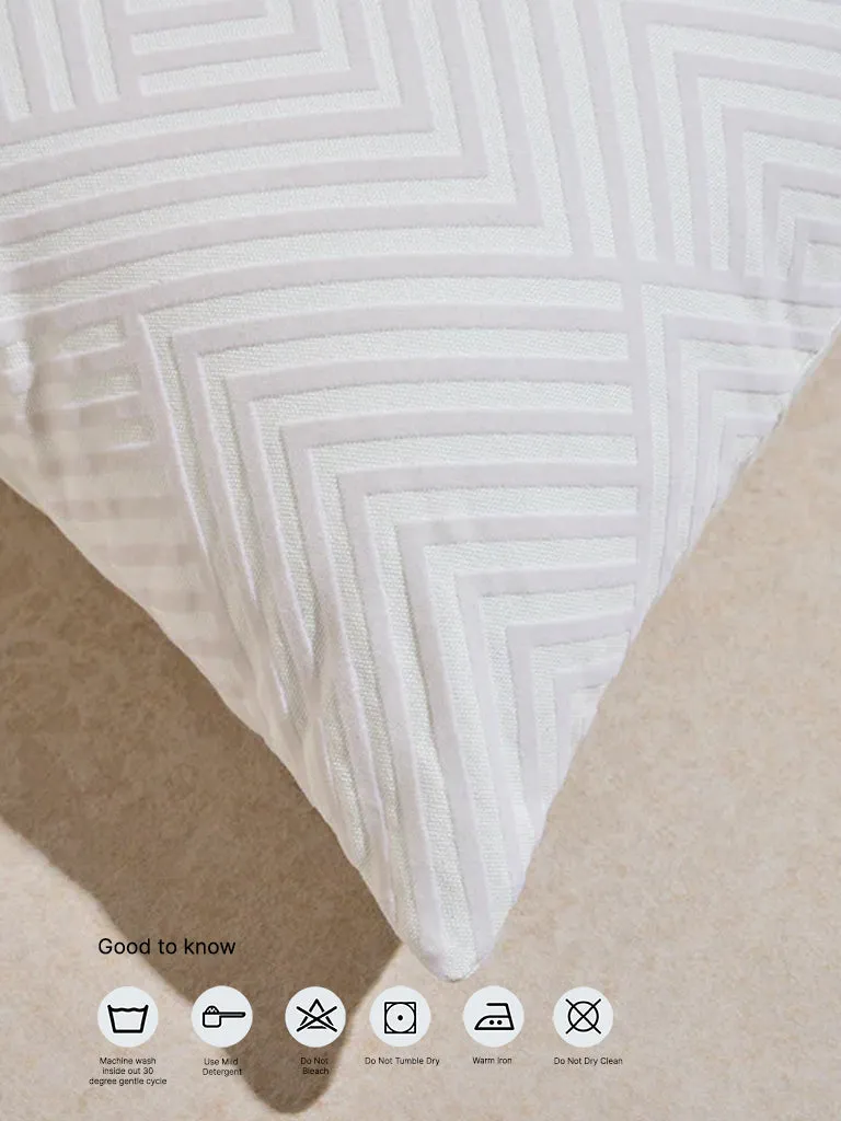Westside Home White Chevron Pattern Cushion Cover