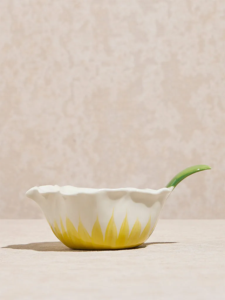 Westside Home Yellow Floral Hand Painted Bowl