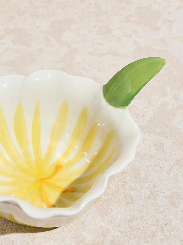 Westside Home Yellow Floral Hand Painted Bowl