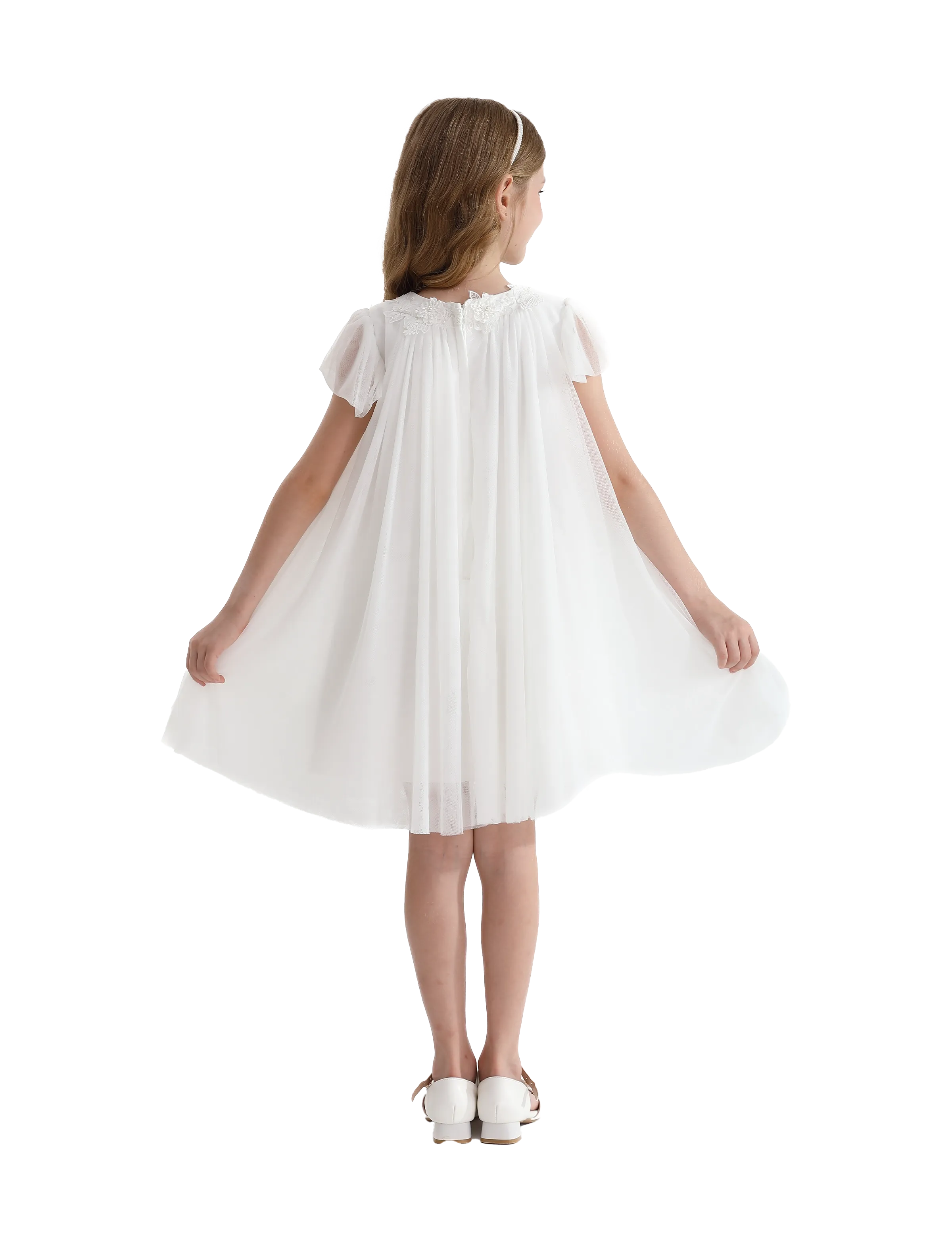White Flower Accent Constance Dress