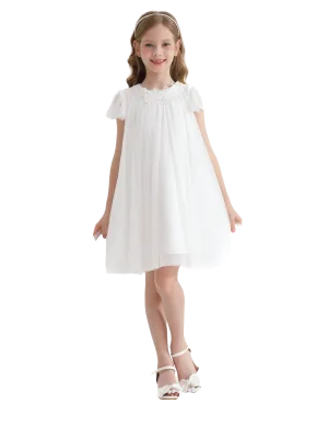 White Flower Accent Constance Dress