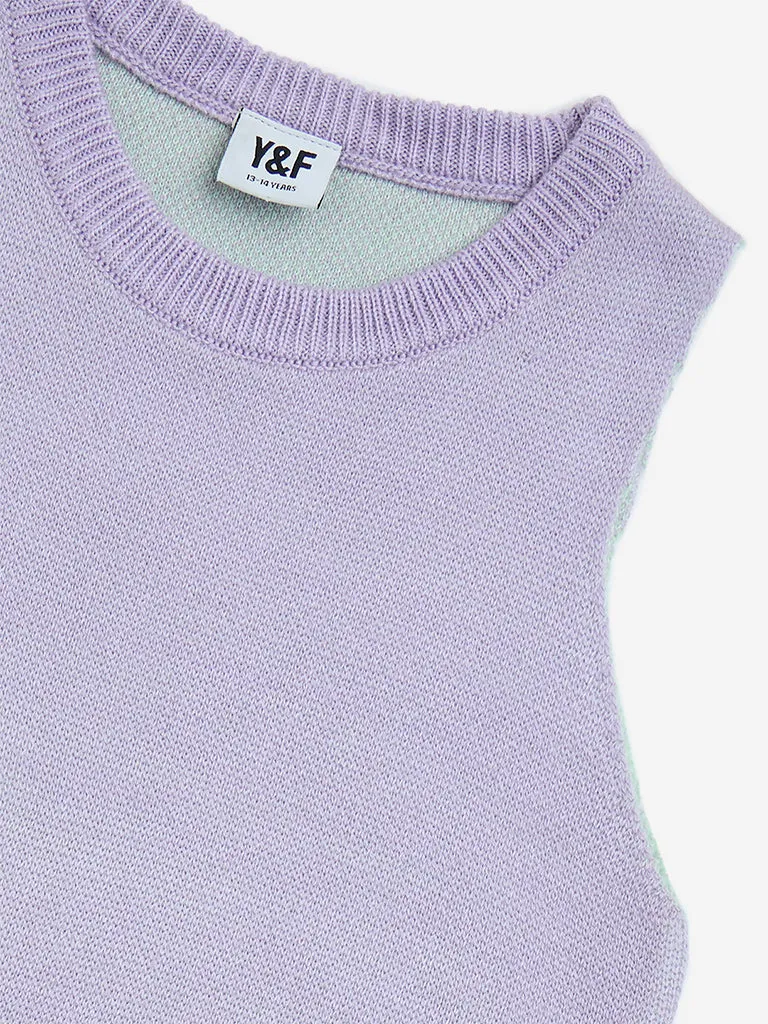 Y&F Kids Lilac Floral Design Knitted Top