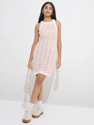 Y&F Kids Pink Knit-Textured Cotton Bodycon Dress